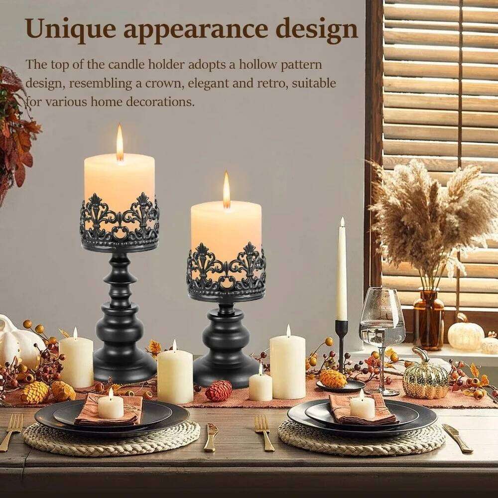 1PCS Retro Tabletop Candle Holders Metal and Iron with Openwork Pattern Home Restaurants Decoration Candlestick Holder H260310