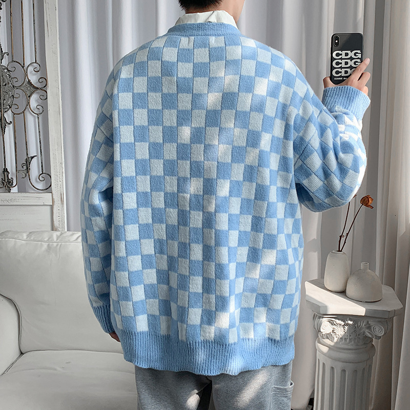 Clothes Designer Cardigan Plaid 2026 Sweater Men Spring Luxury Autumn High Street Ins European American Hiphop Knitwear Brand Autumn Korean Version Tr