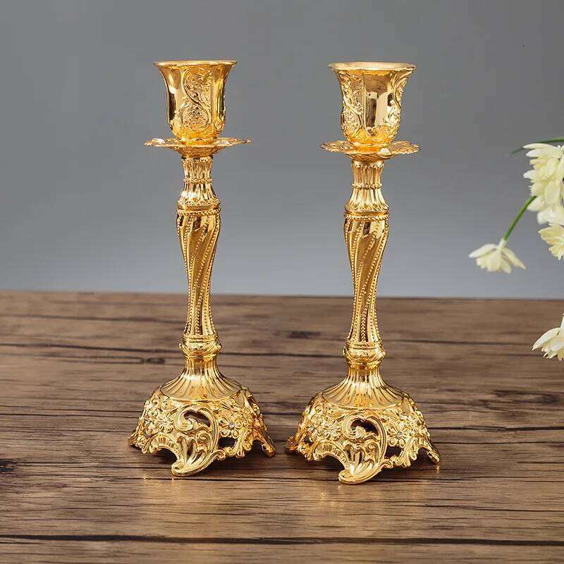 2Pcs Gold Silver Holder Europe Wedding Candle Stand God Candlesticks Metal Antiques Table Home Decoration H260310