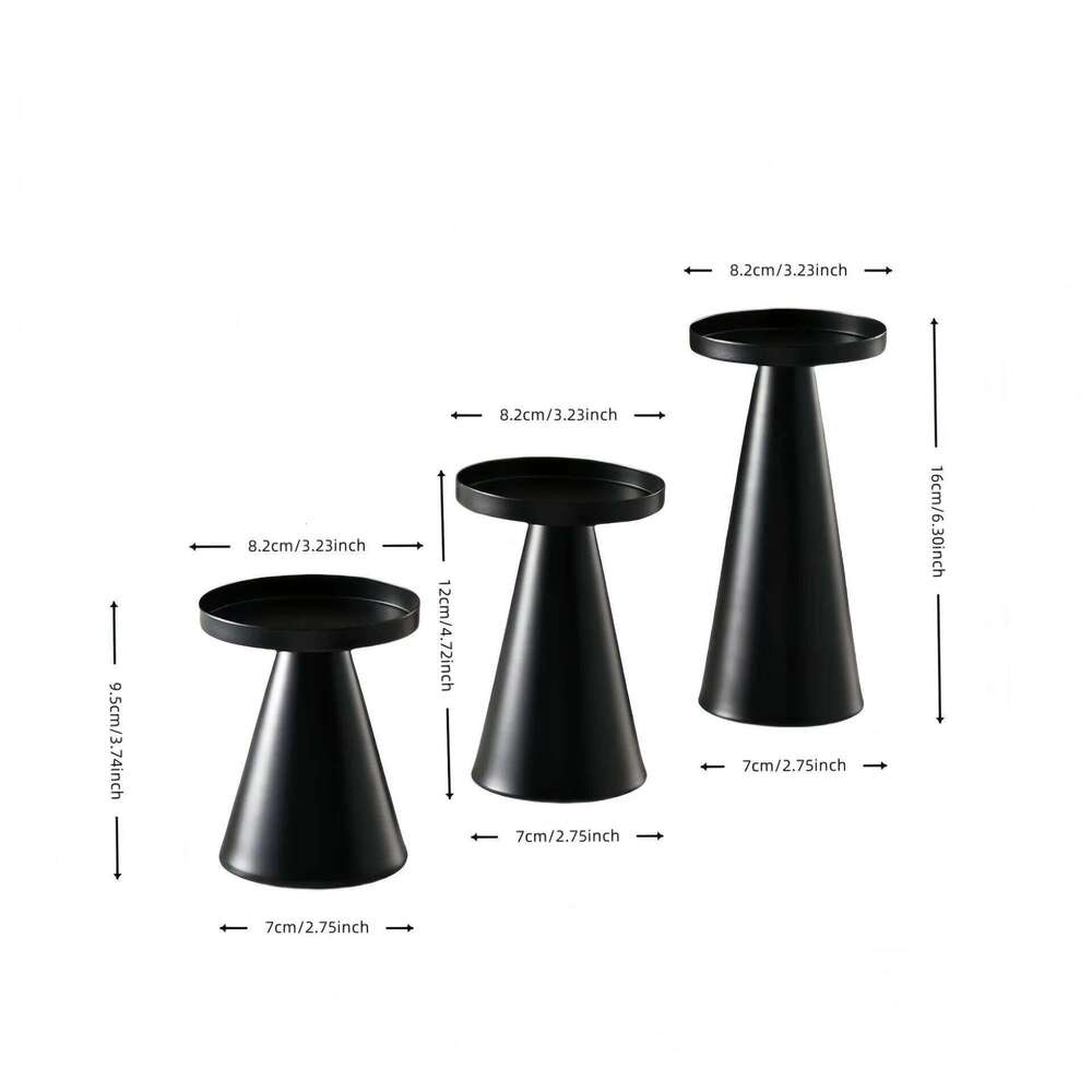 3pcs Copper-Plated Tea Light Candlestick Set for Wedding Home Decoration Table Black Candle Holder H260310