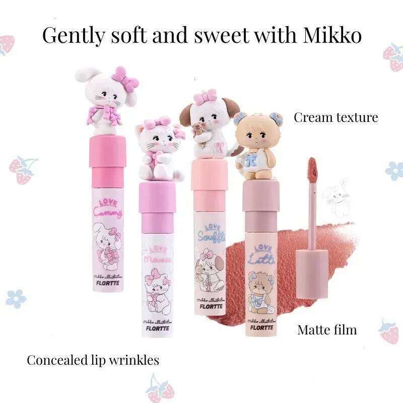 FLORTTE/MIKKO Co Branded Lipstick Milk Cake Cream Soft Mud Lip Glaze Tint Matte Velvet Lipsticks Beauty Korean Cosmetics Z260310