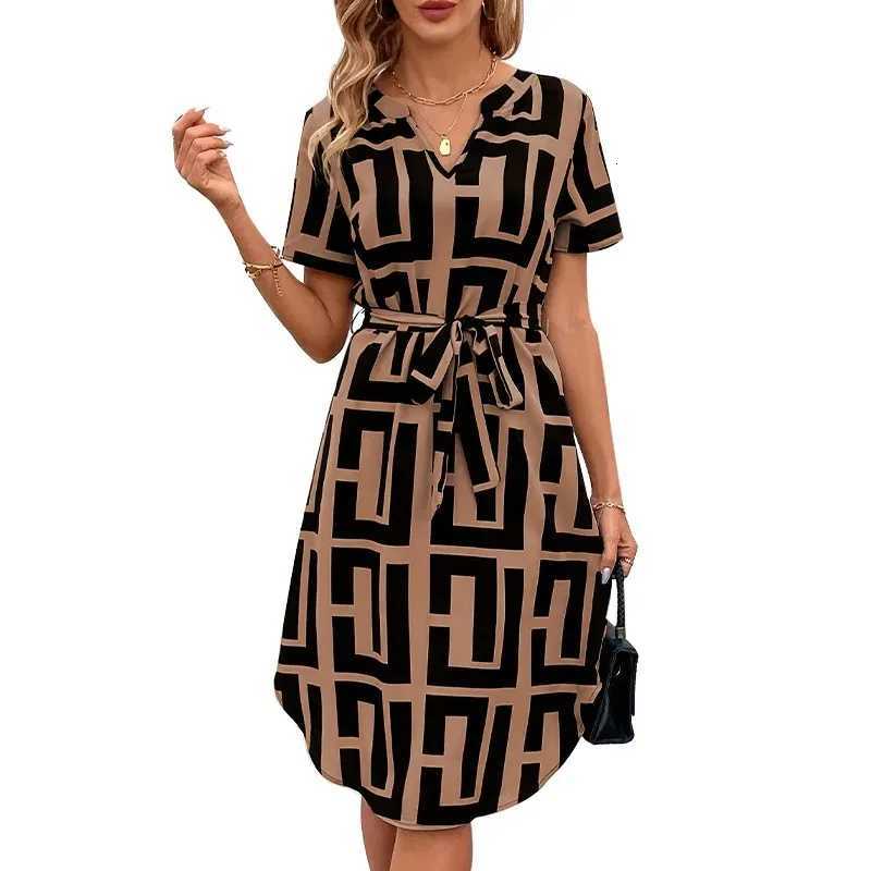 Women Summer Casual Printed A-Line Midi Dress Elegant Vintage Loose Short DressT260310