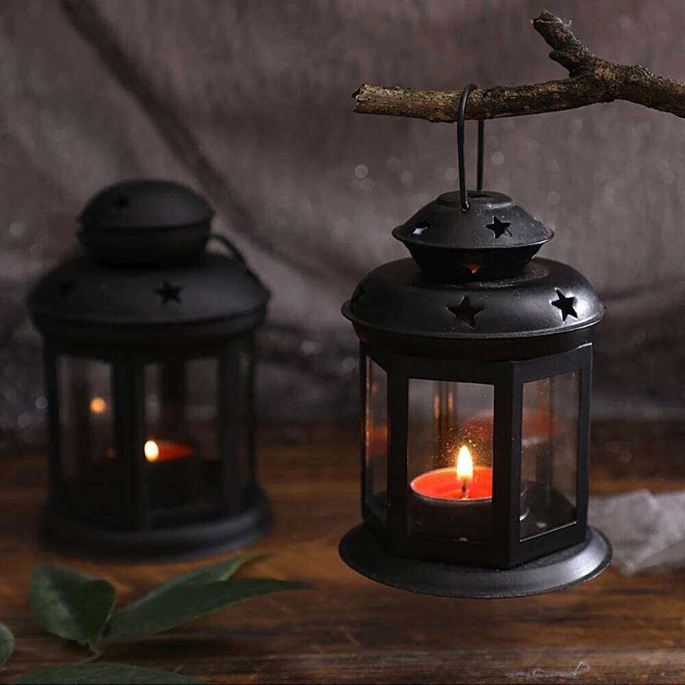 NEW European Candlestick Iron Star Pendant Lantern Candle Holder Vintage French Moroccan Home Christmas Bedroom Party Decoration H260310