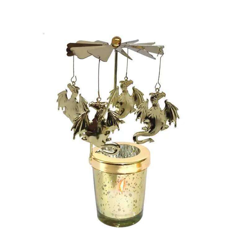 Rotating Candlestick Spinning Aromatherapy Stand Stainless Decorative Carousel Candle Holder For Valentine's Day Elegance H260310