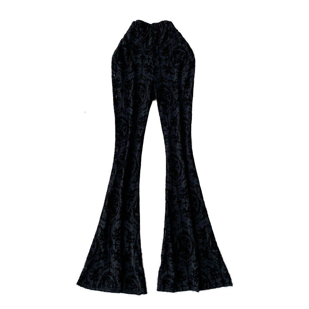 European and American spicy girl style printed long 2026 new high waisted slim fit women's casual bell bottom pants