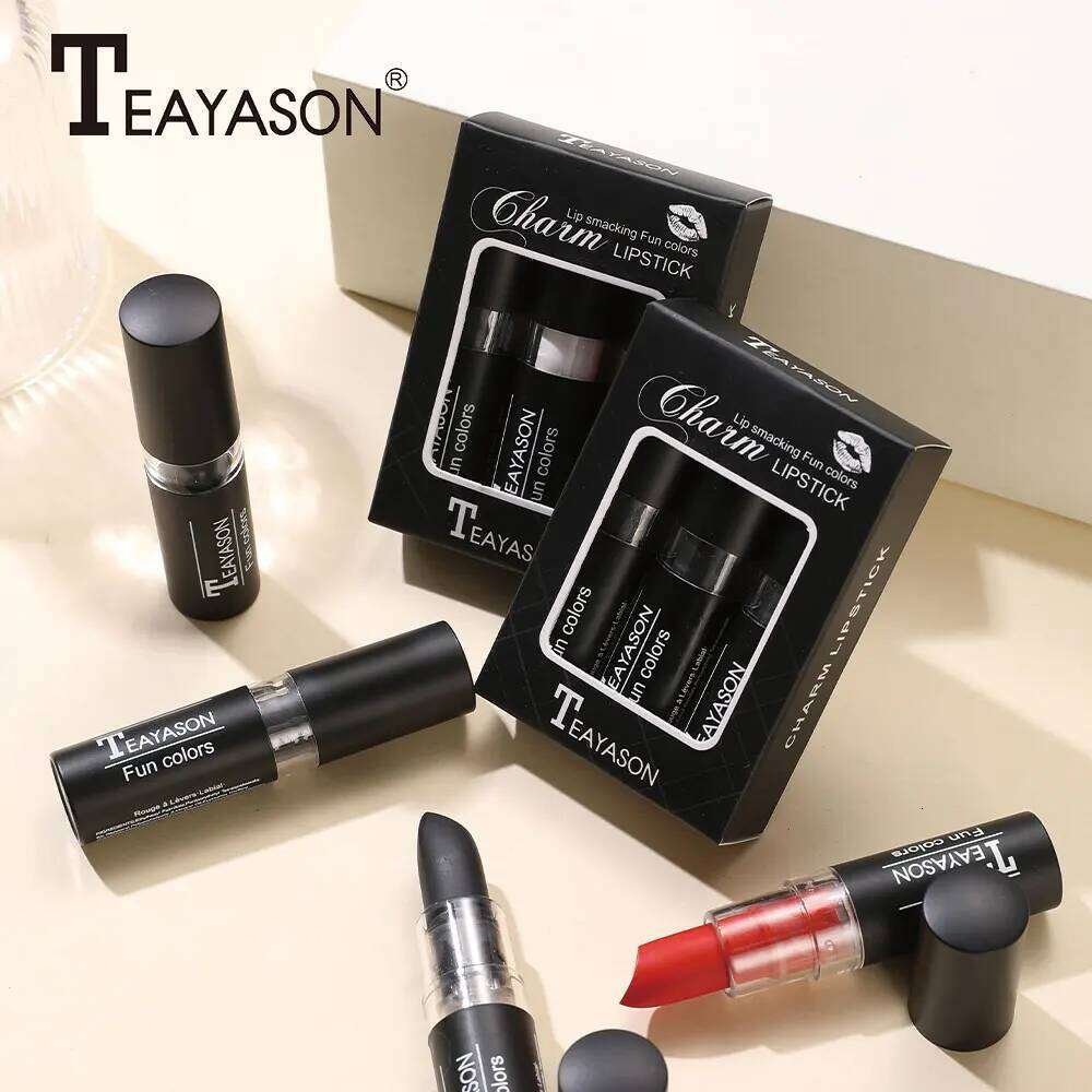 Three Velvet Matte Whitening Long-Lasting Non-Drying Black White Red Waterproof Sweat-Proof European and American Style Lipstick Set Z260310