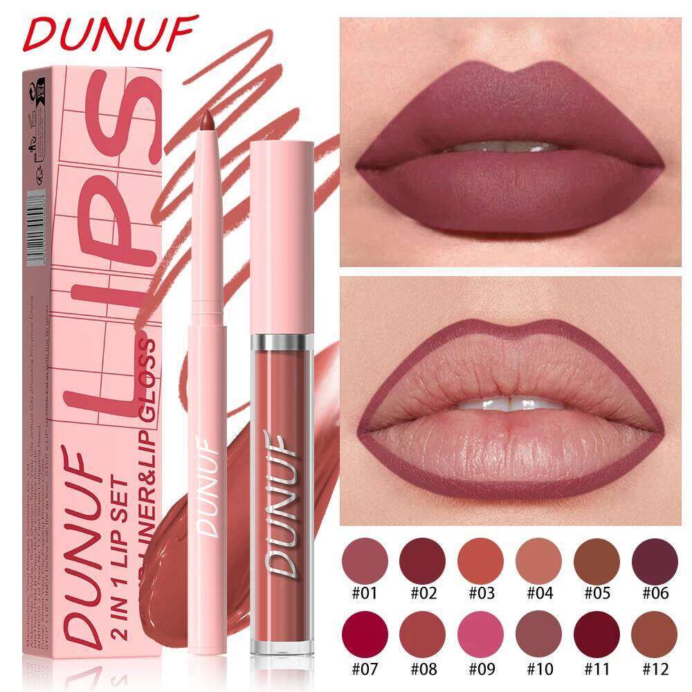 Matte Velvet Lipstick Set: Gloss Liner Waterproof Long-Lasting Non-Stick Cup Nude Red Lip Plumper High Pigment Y2K Gift Z260310
