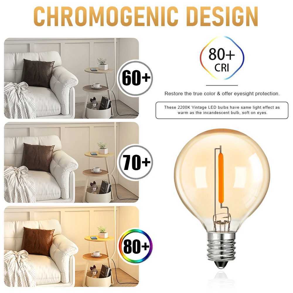 Vintage Globe LED Edison Light Bulbs G40 1W 220V 110V Amber Glass Light Lamps E14 E12 Base Warm White 2200K Living Room Lighting H260310