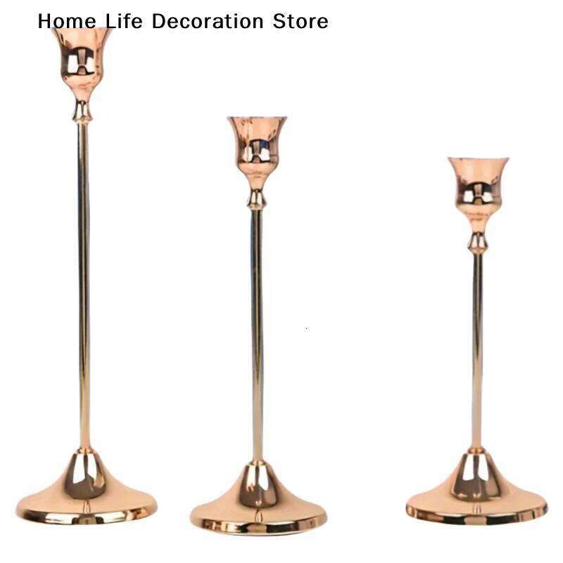 3pcs/set Vintage Elegant Metal Aluminum Tabletop Candle Holders, Suitable For Wedding Valentine's Day, Home And Hotel Decoration H260310