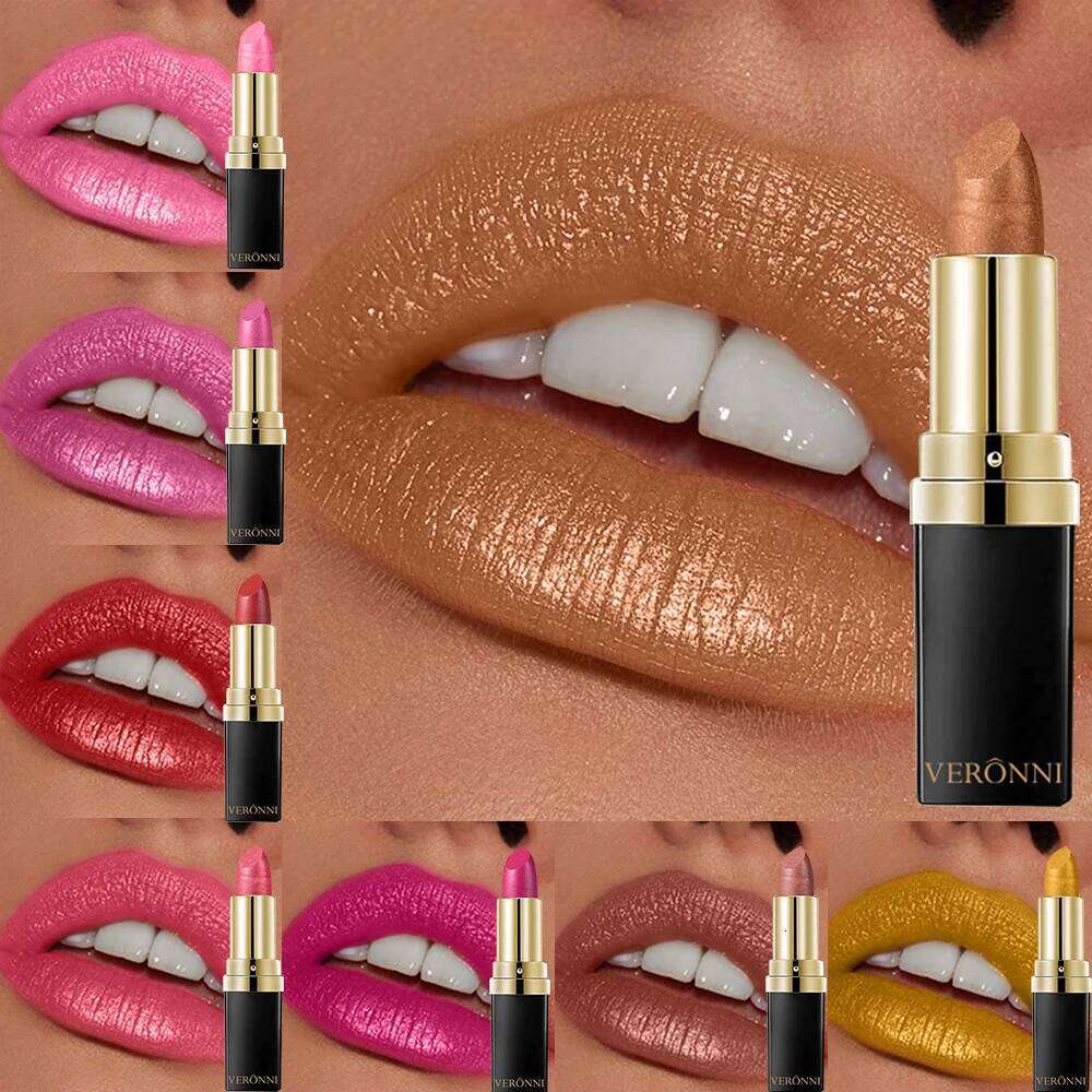 10 Colors Glitter Waterproof Long Lasting Diamond Pearlescent Metallic Lipstick Lipgloss Women Lips Makeup Cosmetic Z260310