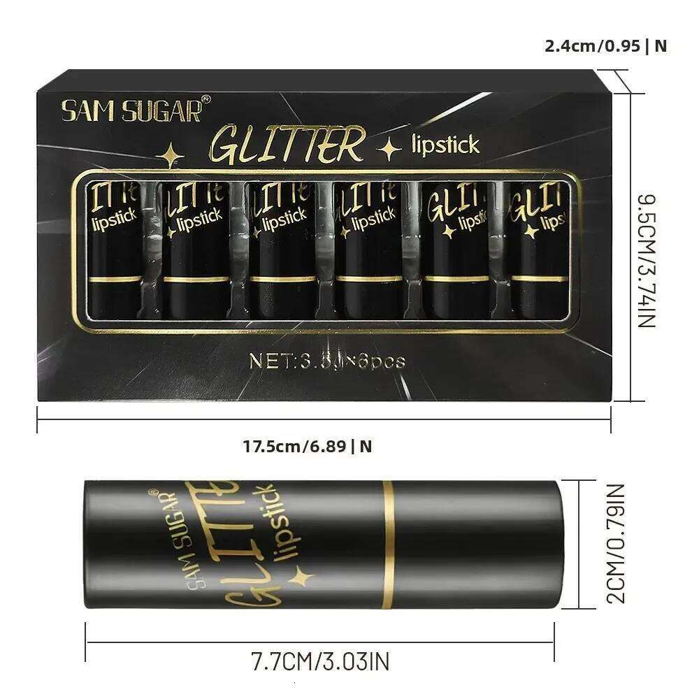 New Shimmer Metallic Lipstick Set Waterproof Glitter Diamond High Pigment Sparkling Pearl Lip Gloss Long Lasting Makeup Z260310