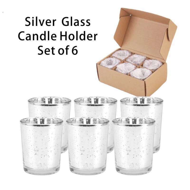 Candle Holder Romantic Dinner Holiday Celebration,Electroplated Glass Cup for Christmas and Wedding Decoration H260310