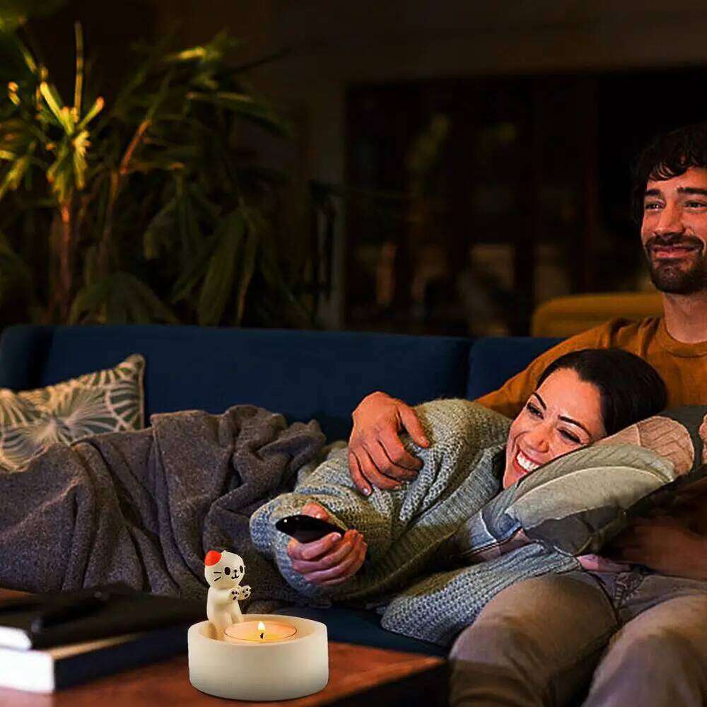 Cute Cartoon Cat Warming Paws Holder, Kitten Tea Light Candle Holder Ornaments Valentines Day Gifts H260310