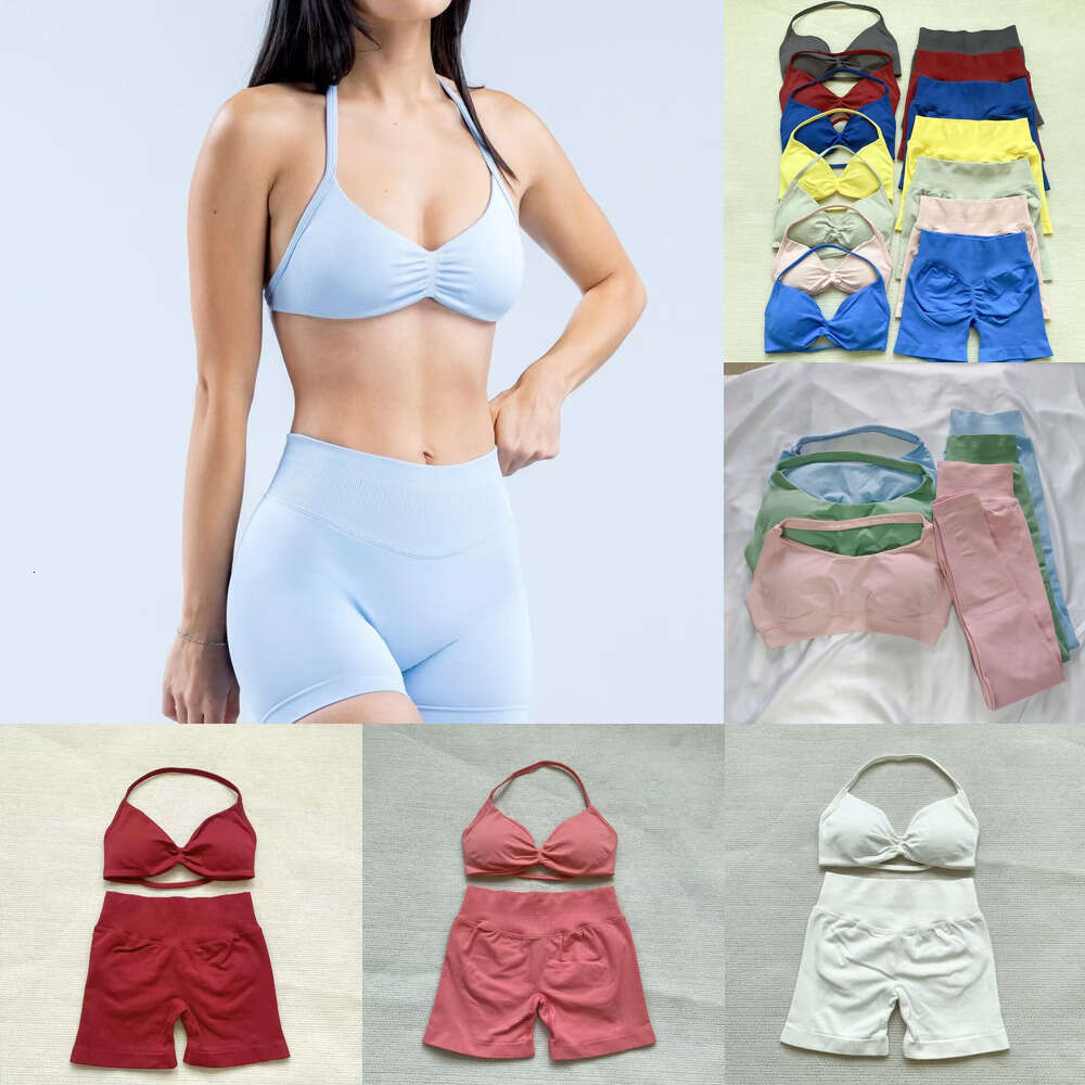 Dfynely 2 Piece Yoga Sports Bra High Waist Workout Scrunch Shorts Impact Gym Set Women Strappy Sports Suit Fitness Clothes Seamless Yoga Set Backless Tops Outfitf2