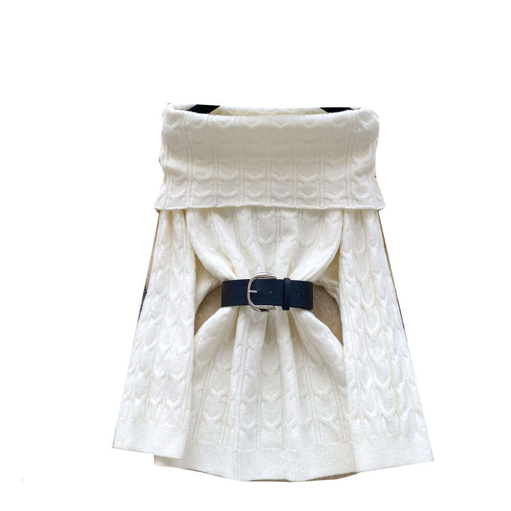 Casual style off shoulder knitted women's top 2026 autumn and winter fashion lace up waist multifunctional mid length design