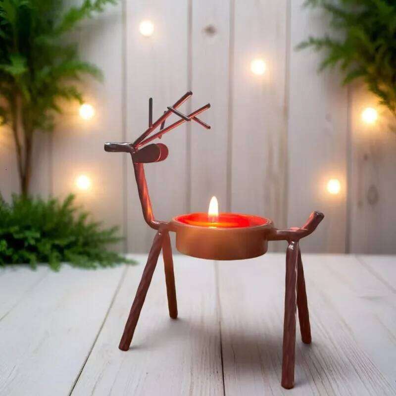 1PC Art Craft Deer Candle Holder Iron Metal Stand for Home Table Desk Birthday Party Atmosphere Decoration H260310
