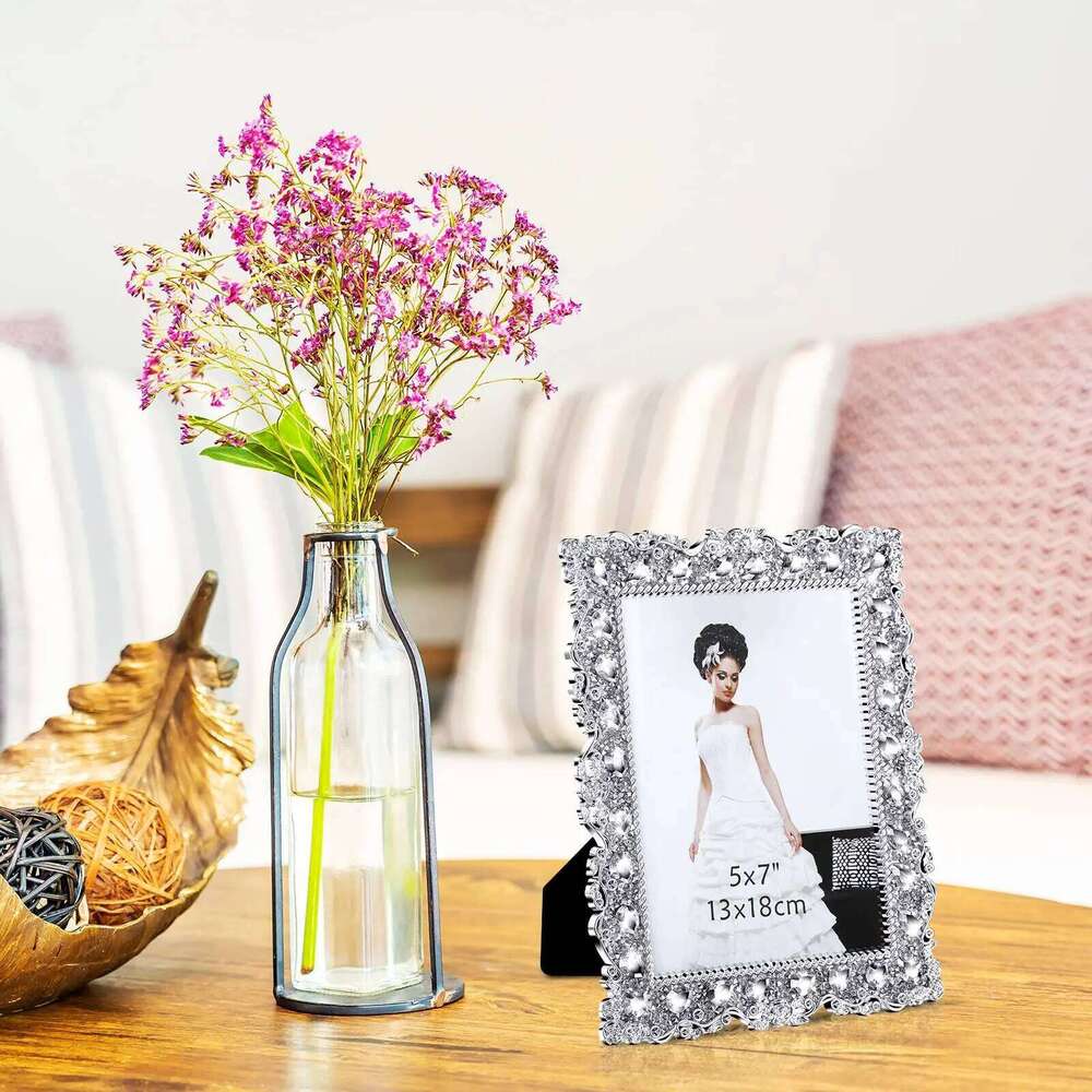 2-pack with crystal wedding rhinestone decoration desktop photo frame 7 inch gift for family and friends H260310 - view 3