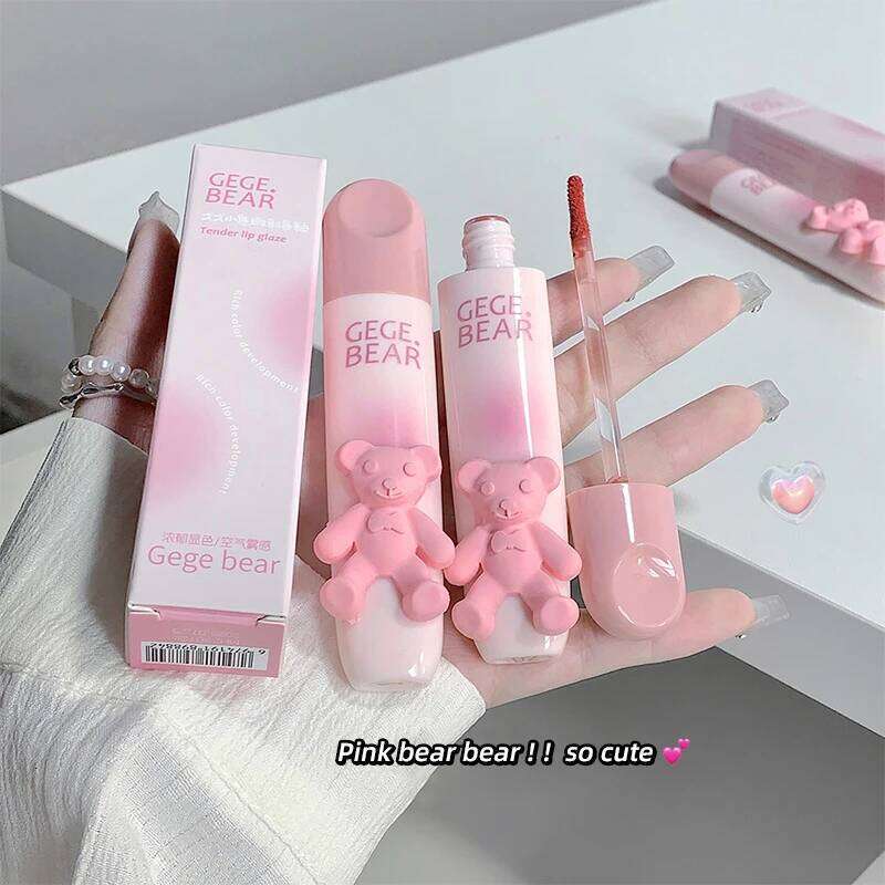 Cute Little Bear Glaze Mist Face Matte Velvet Lipstick Holding Makeup Whitening Cream Coloring Lip Color Z260310