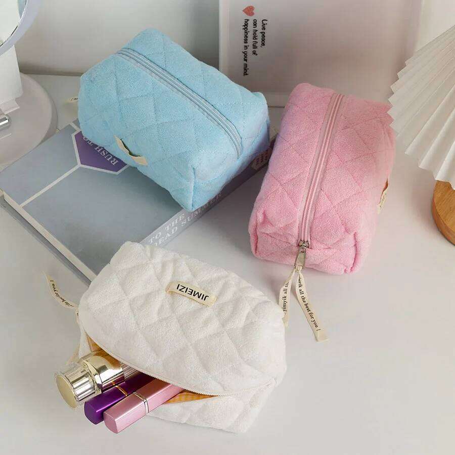 1pc/set quilted multifunctional makeup brush storage bag, cute travel toiletry bag XJ260310