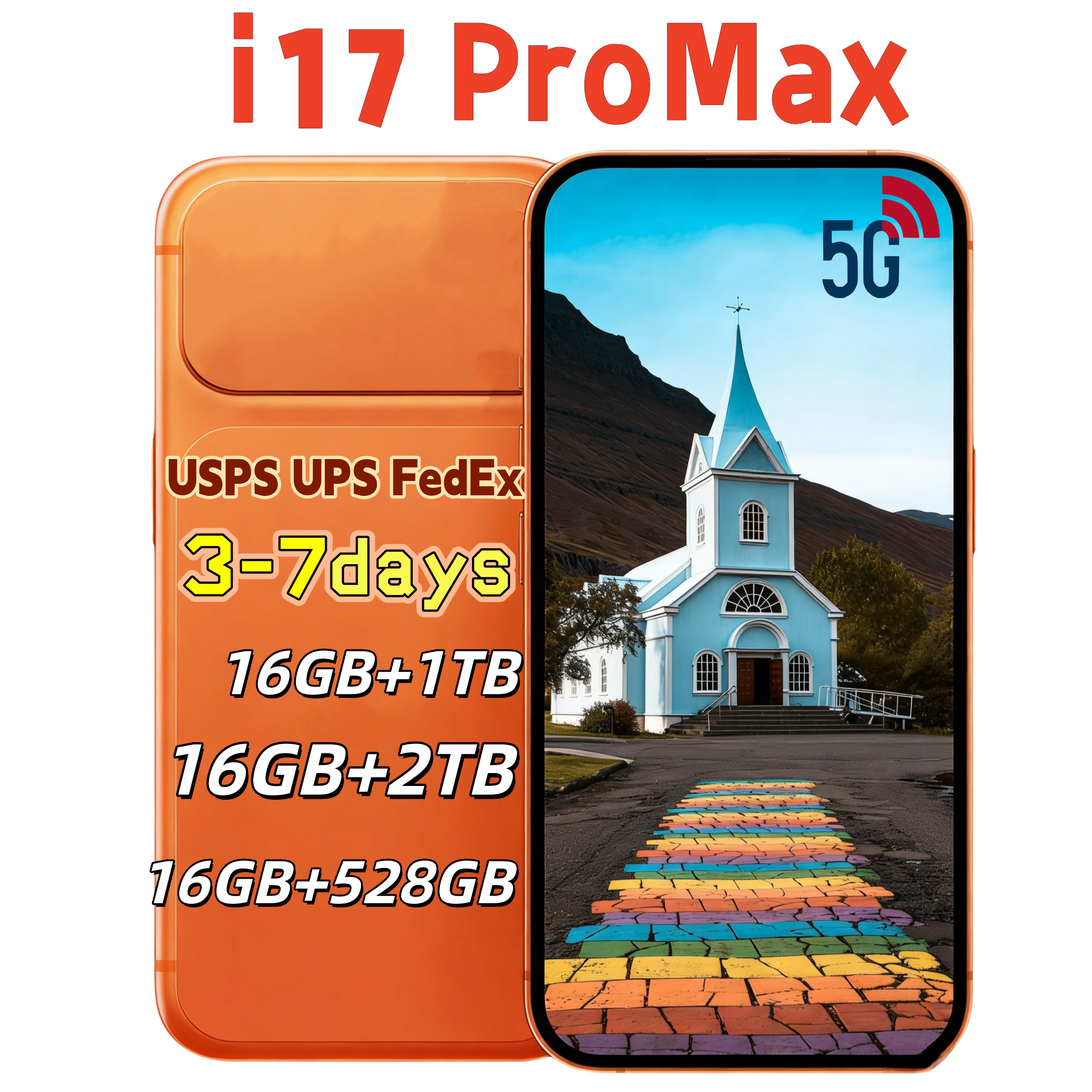 i17 Pro Max 5G smartphone 6.9-inch Face Unlock LTE 5G Full Screen Cell Phones High-Definition Camera 48MP 108MP Dual SIM Card GPS Android Smartphones