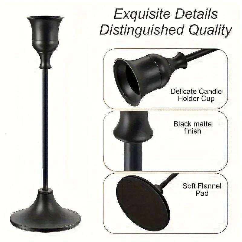 6 Piece Metal Holder Set - Romantic Tabletop Candle Holders for Wedding Centerpieces, Birthdays and Holiday Decorations H260310