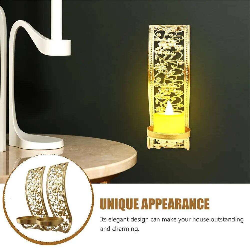 2Pcs Hollow Wall Metal Home Decoration Living Room Party Use Holders Candle Stand Candlestick Holder H260310