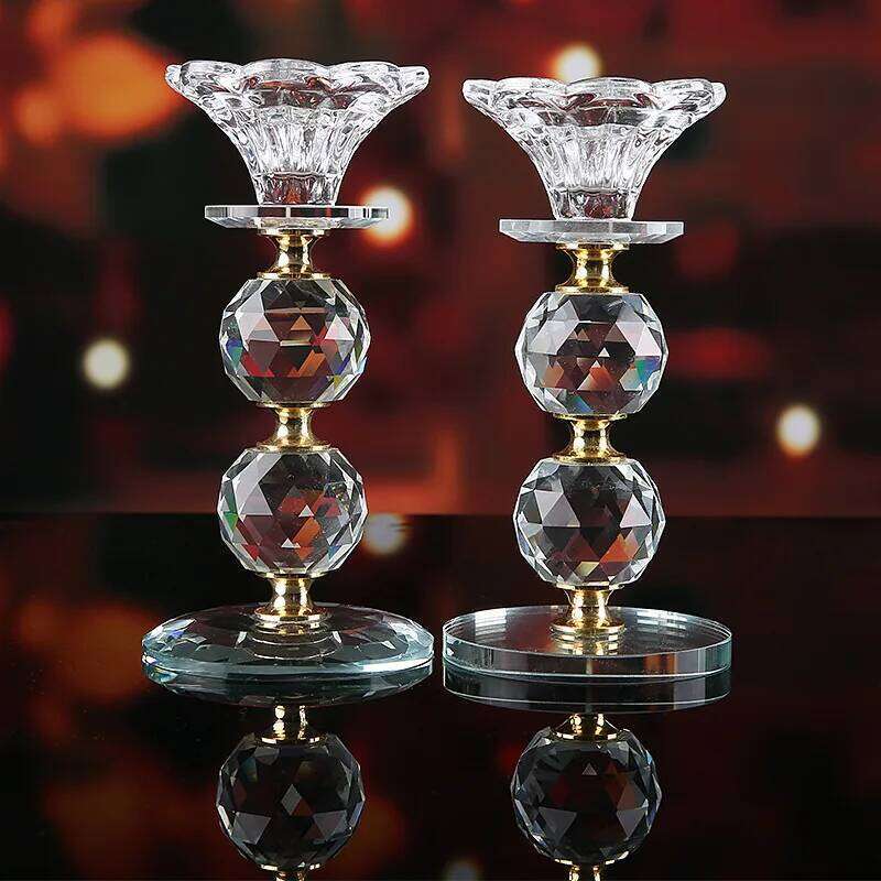 Crystal Candle Holder Glass Candlesticks Feng Shui Bowl Buddhism Ornament Romantic For Wedding Home Bar Dinner Party Table Decor H260310
