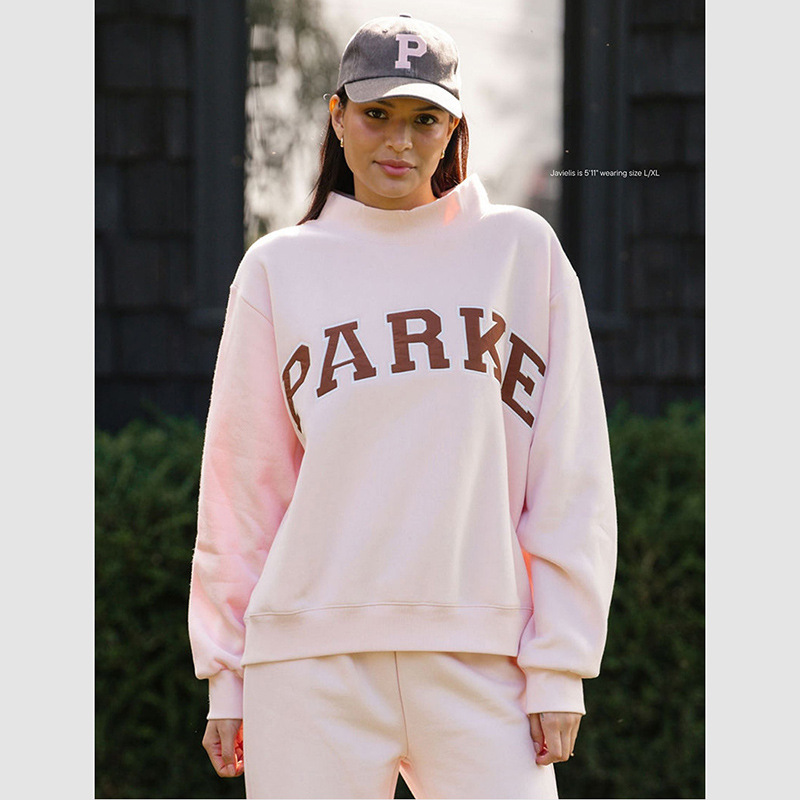26 Winter New Style Lettered Patch Embroidery V-Neck Cotton Loose-Fitting Women's Sweatshirt T260310