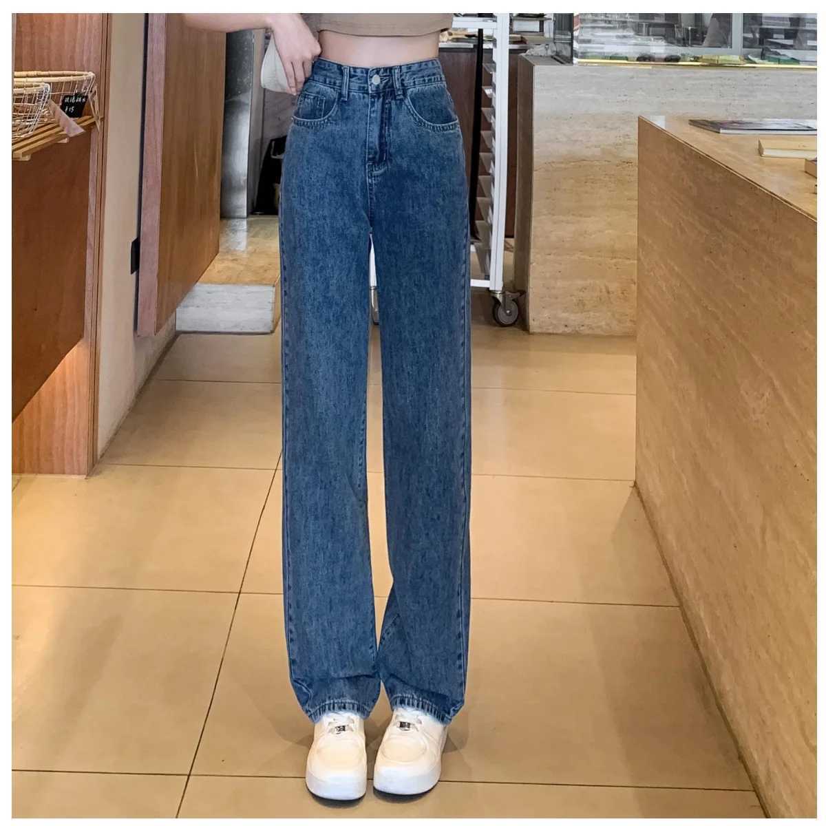 Ladies fashionable narrow straight leg jeans with high waist and slimming effect versatile and fashionable casual pants M260310