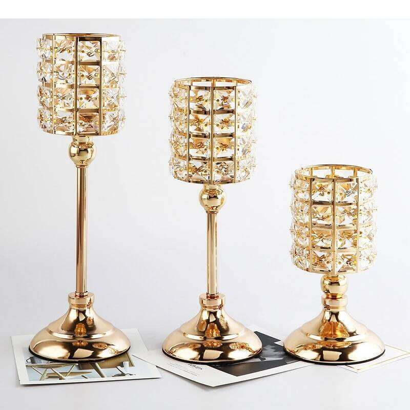 Modern Crystal Candle Holder Storage Ornament Crafts Candlestick Living Room Desktop Simple Candelabra Decorations H260310