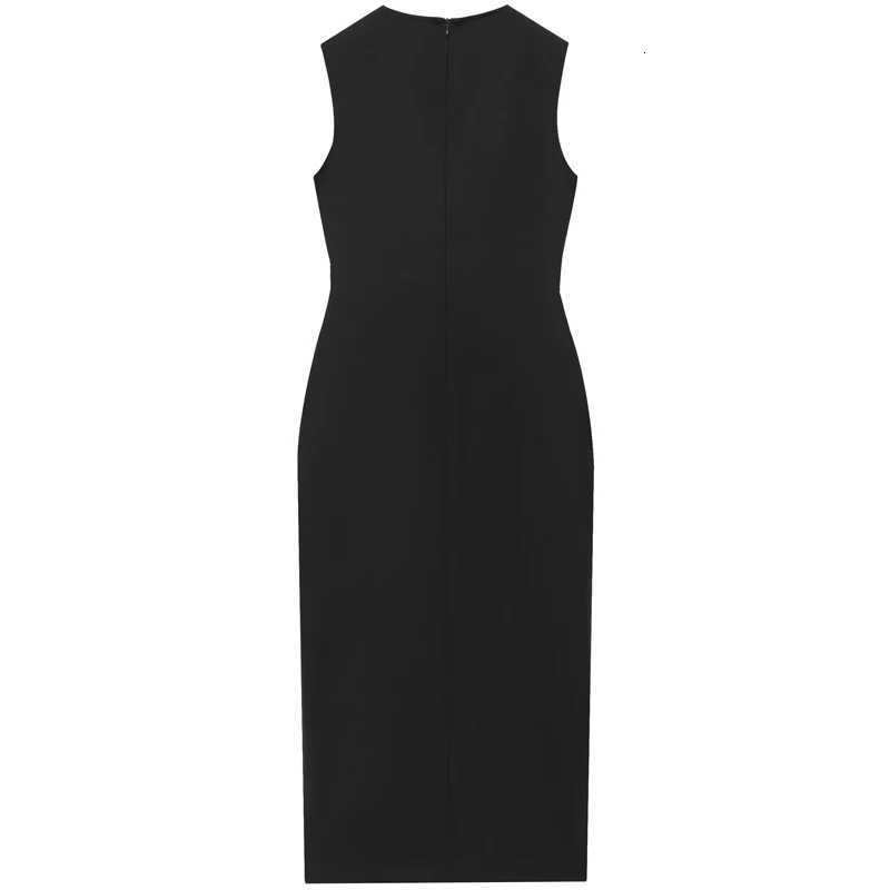 HXAO Womens Dresses Midi Black Dress Summer 2025 Elegant Casual Female Belt Button Slveless Long Dresses Chic Resort Vestidos X260310
