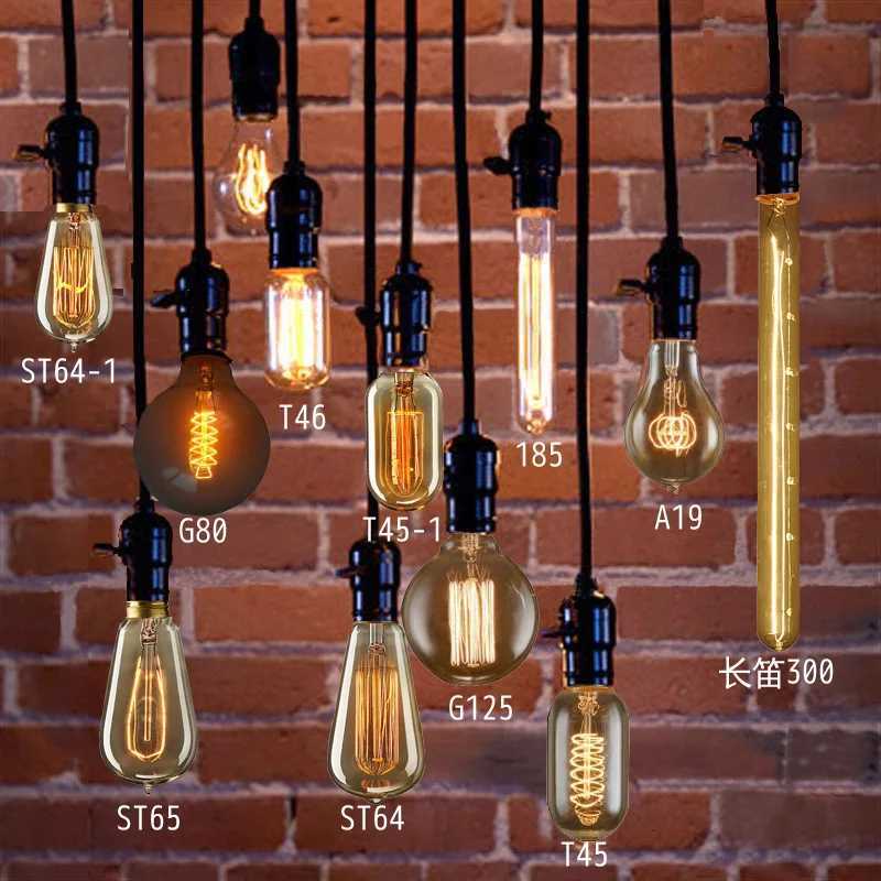 Edison Bulb E27 220V 40W ST64 A19 T45 G80 G95 G125 Incandescent Filament Bulb Lighting Retro Edison Light Bulb H260310