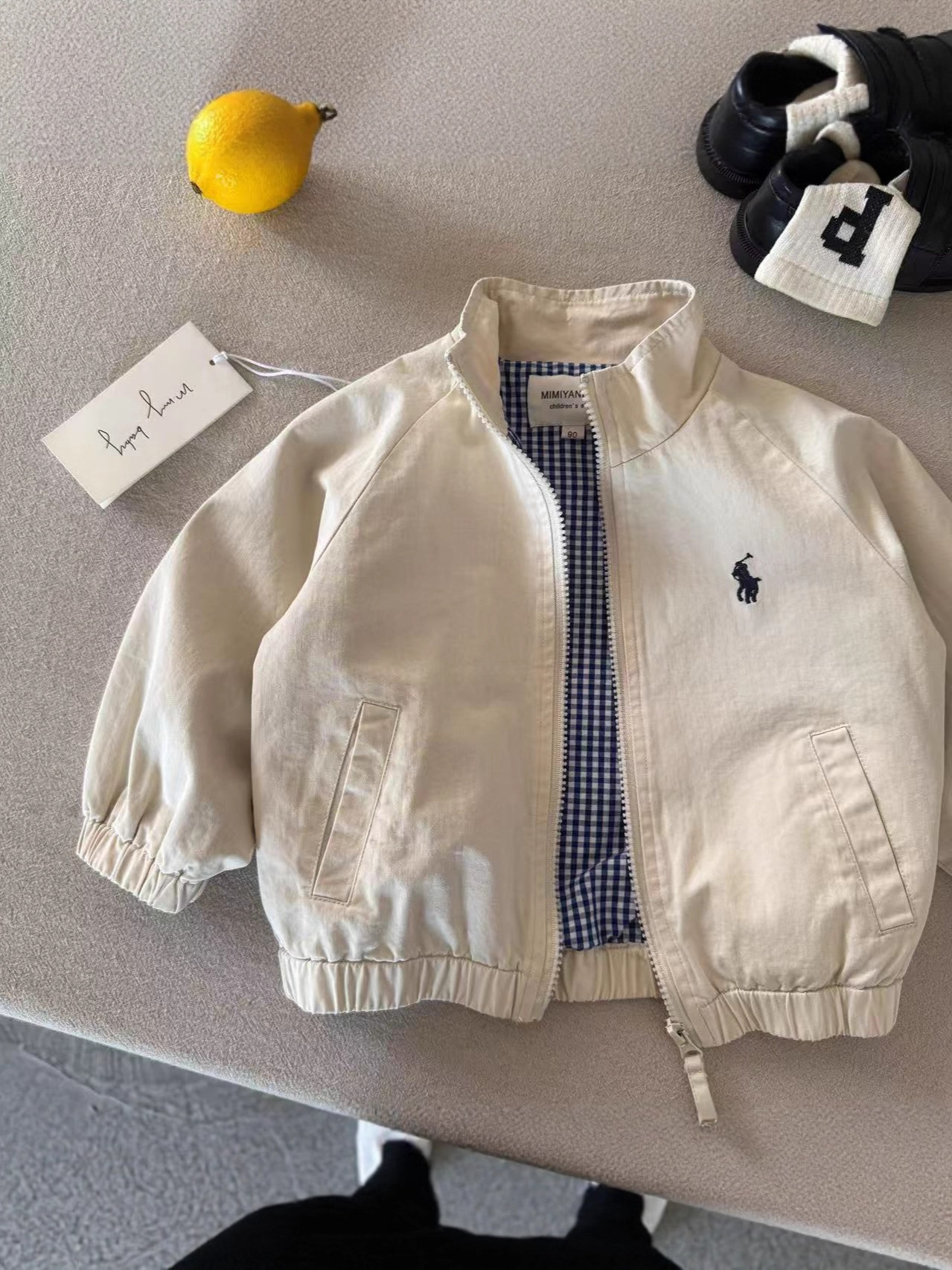New free shipping designer jackets for kids jackets beige khaki navy blue Fashionable and versatile outdoor casual embroidered jacket
