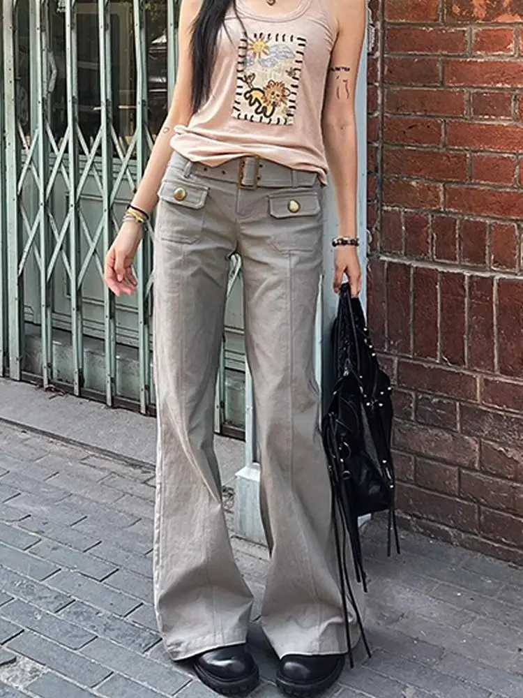 Grunge Vintage Old Money Skinny Jeans Women Japanese Low Rise Gyaru Y2K Striped Denim Pants 90s Aesthetic Korean Chic Outfits M260310