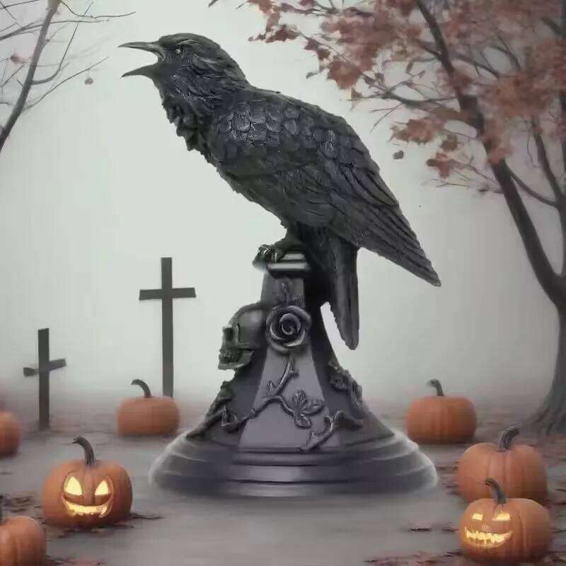 Gothic Style Owl Raven Craft Tabletop Ornament Halloween Holder Candle Holders Decor for Table H260310