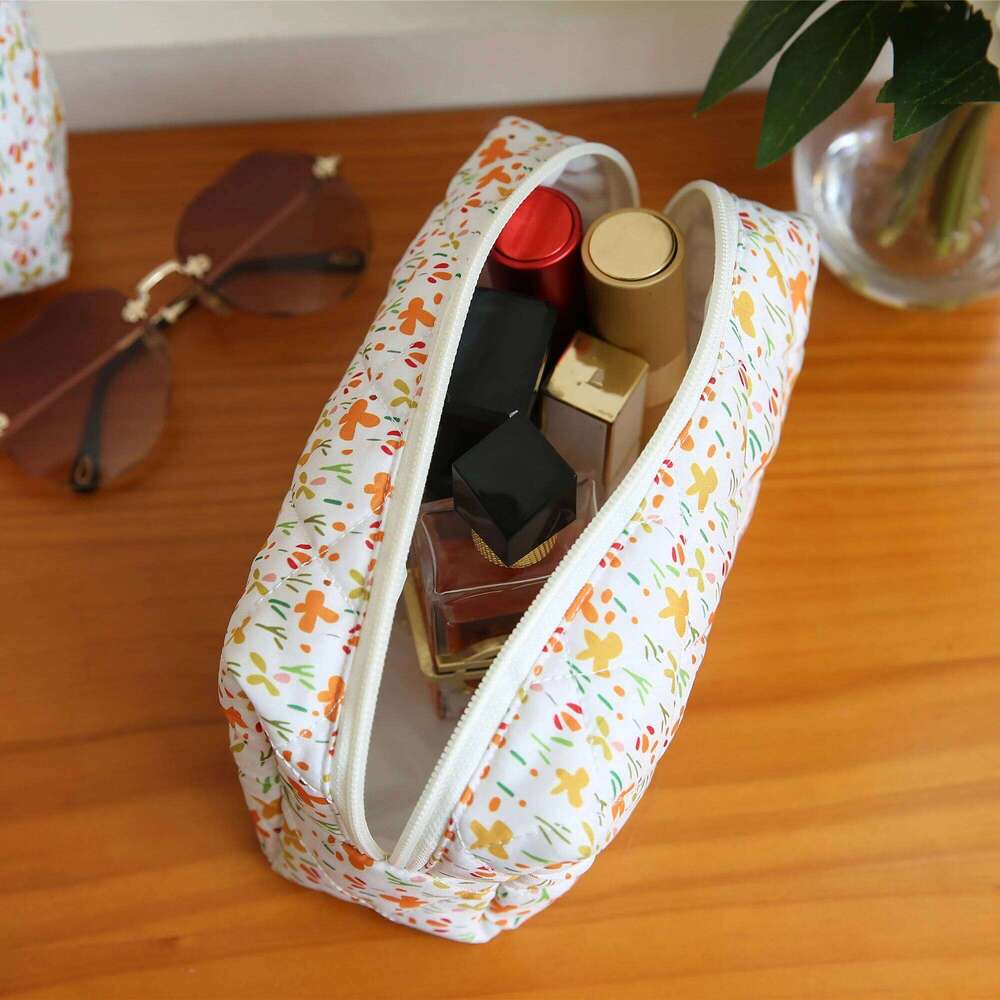 French Style Floral Art Fresh Stitching Cosmetic Bag For Makeup Skincare Travel Daily Storage Summer With Multi-Purpose Flowers XJ260310