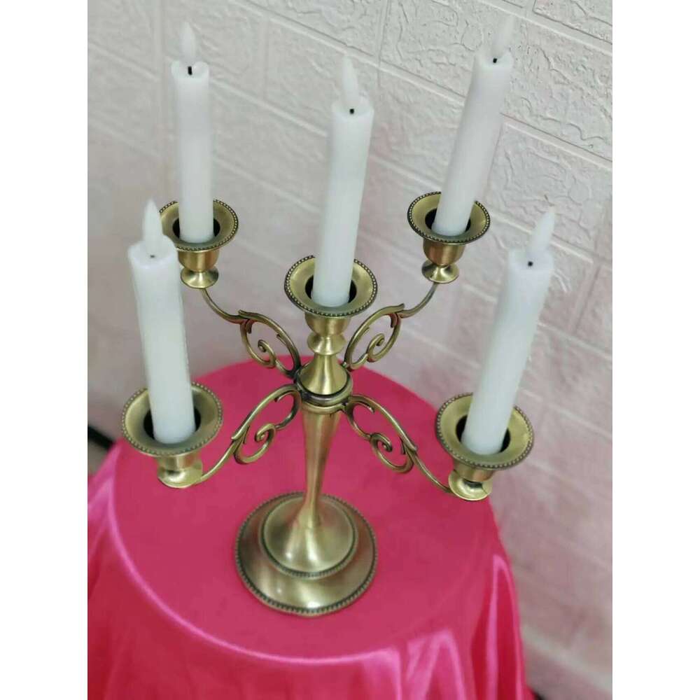 Hot Silver/Gold/Bronze/Black 5-Arms Metal Pillar Candle Holders Candlestick Wedding Decoration Stand Home Decor Candelabra H260310