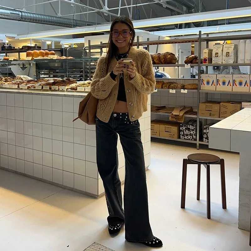 High Waisted Wide Leg Jeans With Star Patches Y2K Vintage Denim Pants Women Baggy Straight Cut Casual Fashion JeansT260310