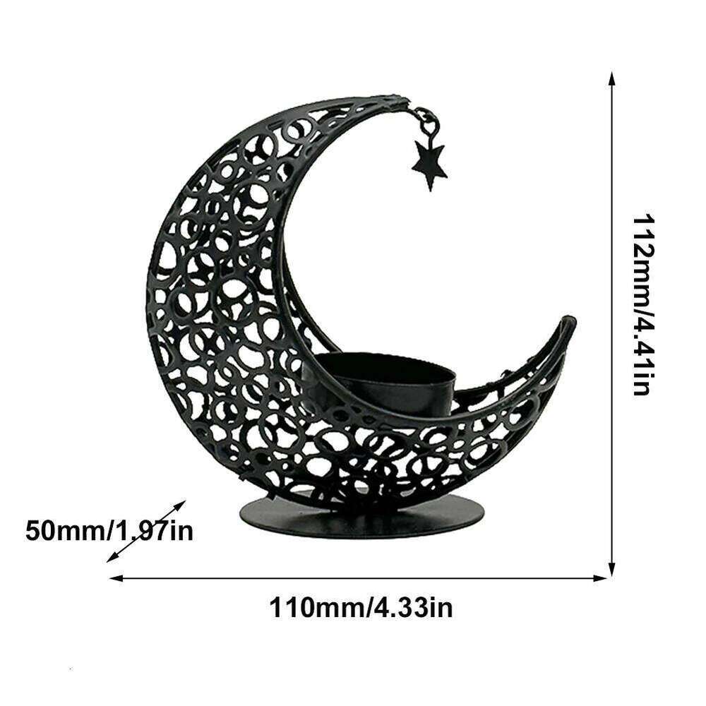 Eid Mubarak Metal Moon Home Islamic Muslim Party Decor Tea Light Holder Ramadan Candle Stand H260310