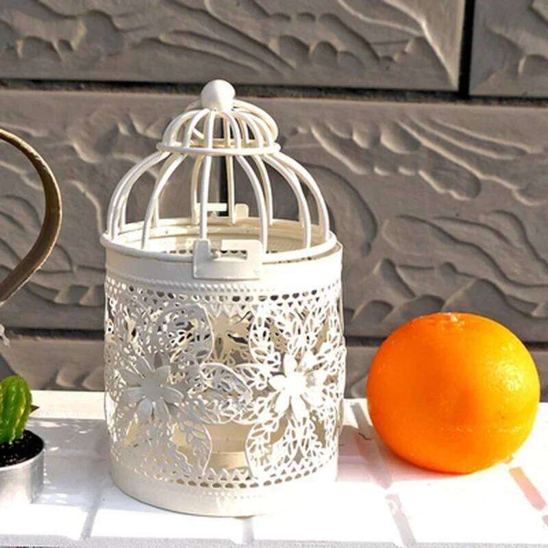 1PC Creative Candelabros Hollow Hanging Bird Cage Candle Holder Candlestick Lantern Bridal Vintage Candlesticks Home Decor H260310