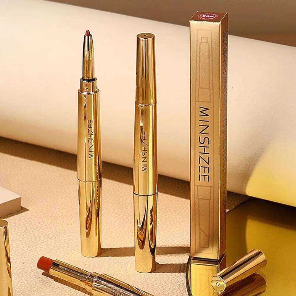 6 Colors Double Head 2-In-1 Matte Lipstick + Lipliner Long-Lasting Durable Women Girls Non-Stick Moisturizing Lip Balm Z260310