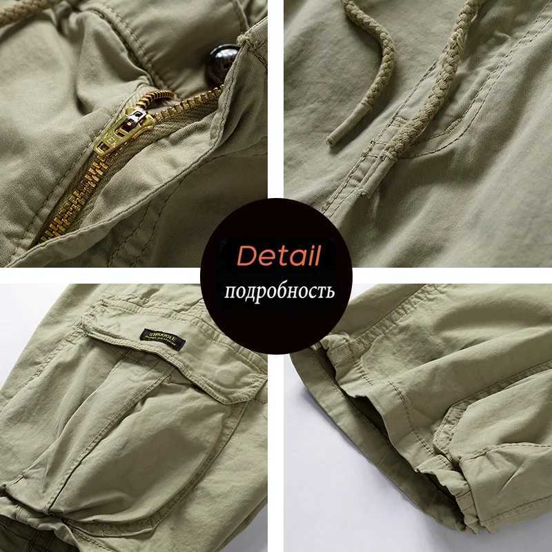 New Summer Solid Color Fashion Cotton Casual Breeches Cargo Men Shorts Men Breathable Quick Dry Multi Pocket Hip Hop Shorts N260310