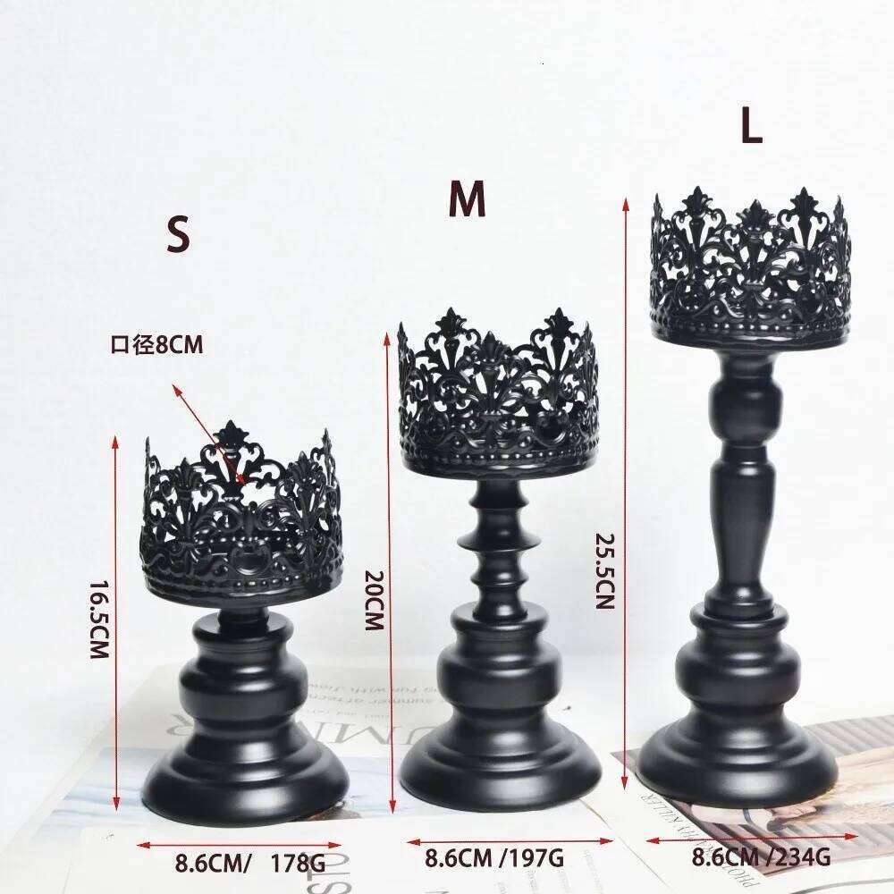 1PCS Retro Tabletop Candle Holders Metal and Iron with Openwork Pattern Home Restaurants Decoration Candlestick Holder H260310