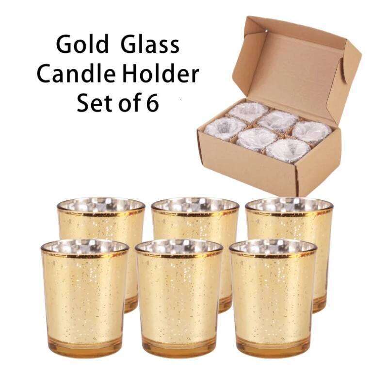 Candle Holder Romantic Dinner Holiday Celebration,Electroplated Glass Cup for Christmas and Wedding Decoration H260310