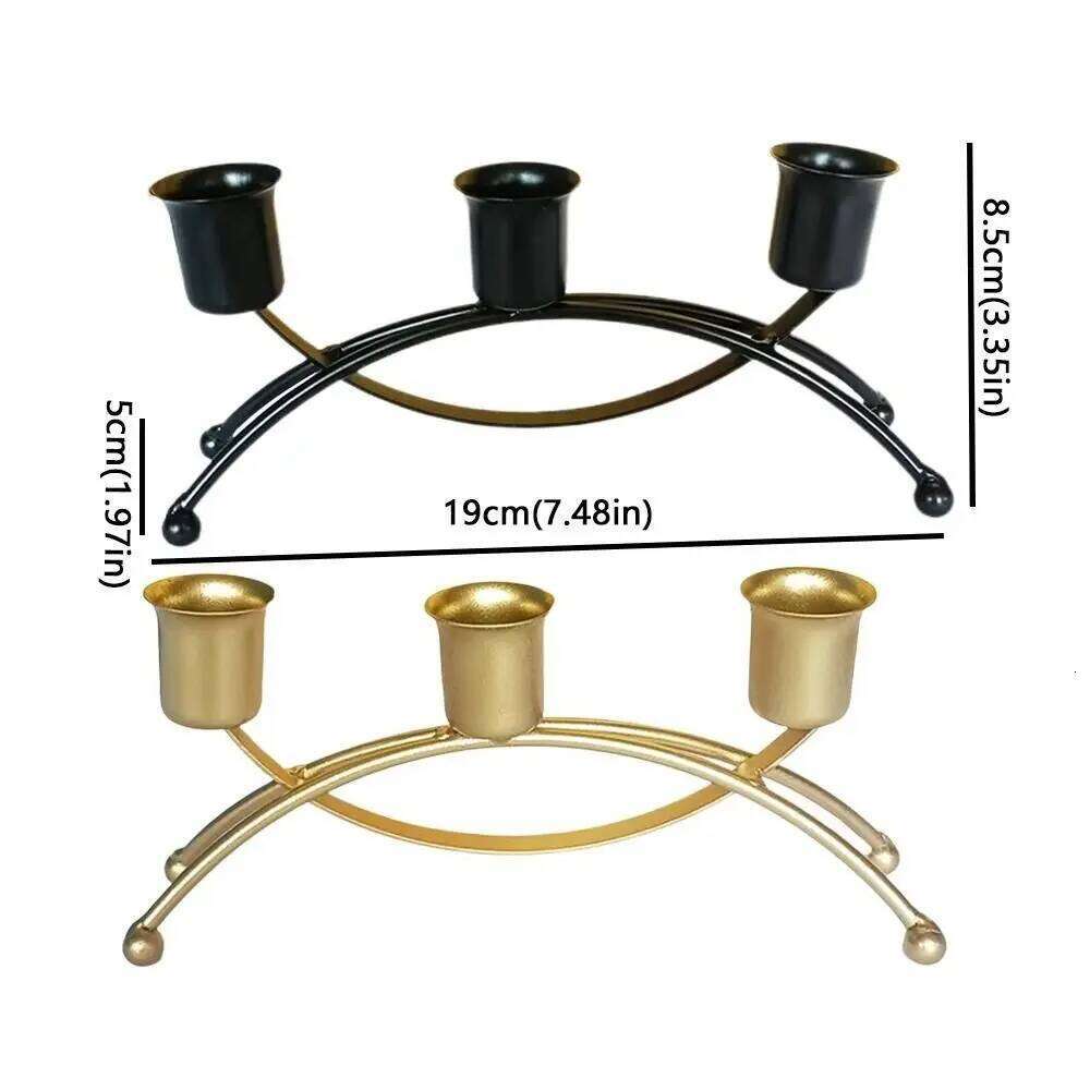 Minimalist European Style 3 Arms Holder Metal Three Head Iron Candleholder Decorative Candle Containers Christmas Decor H260310