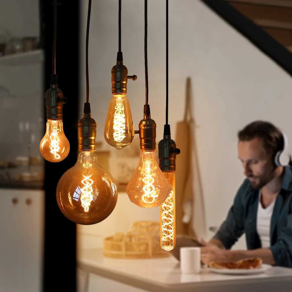 Vintage LED Edison Bulbs Lights E27 AC 220V Retro Loft LED Lamp Bulb Bedroom Dining Room For Home Decoration Indoor Lighting H260310