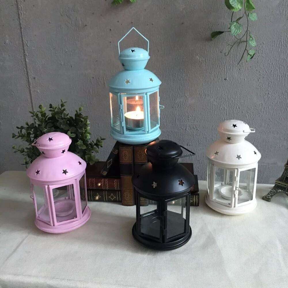 1PC New European Iron Candlestick Star Pendant Lantern Decorations Models Candle Holder ME 012 H260310