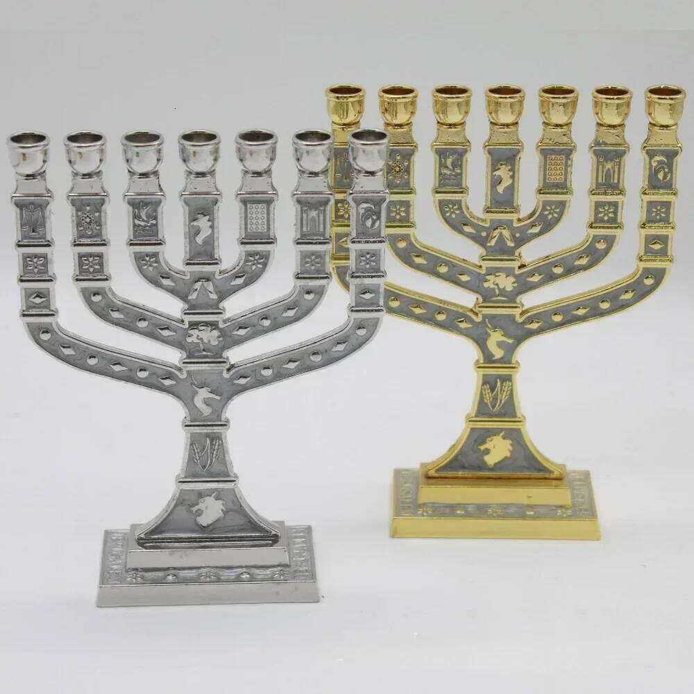 extra large candlestick Judio holder, Jewish 7 arms Menorah,The Emblem of Judaism and Israel Candle Stand H260310