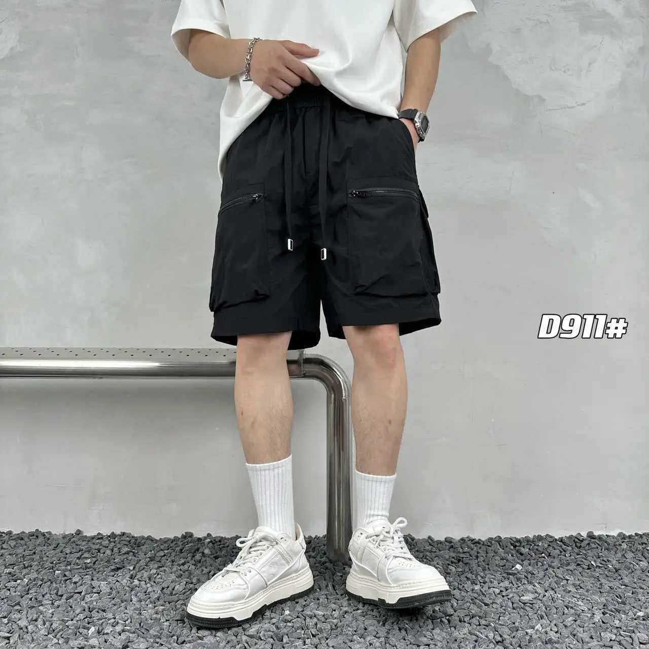 Quick drying summer multi pocket thin solid color simple loose workwear shorts for men five point casual trendy brand sports pa N260310