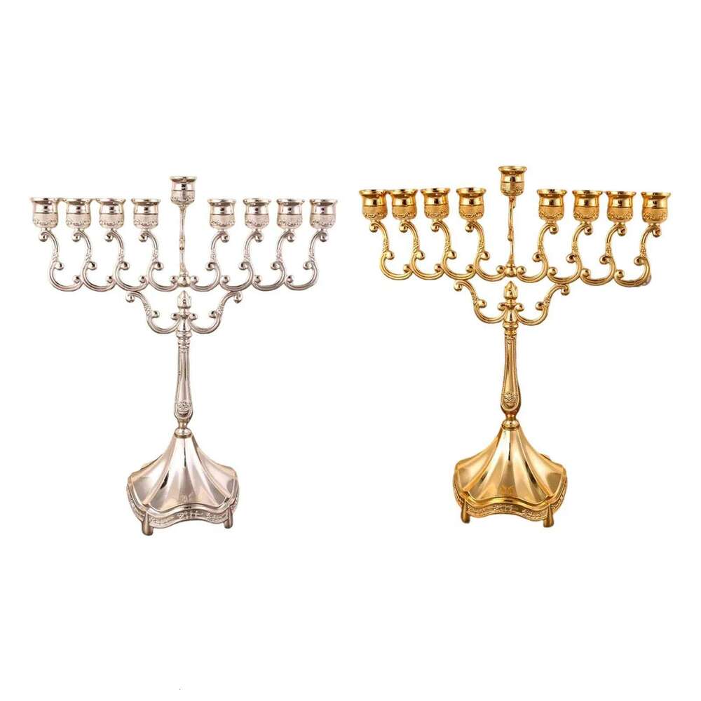 Hanukkah Menorah Stands Tabletop 9 Branches Candle Holder for Christmas H260310